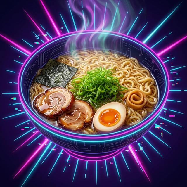 ネオンで彩られたデジタル制作素材のイメージ