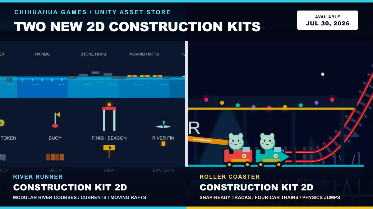 River Runner Construction Kit 2D and Roller Coaster Construction Kit 2D, now on the Unity Asset Store